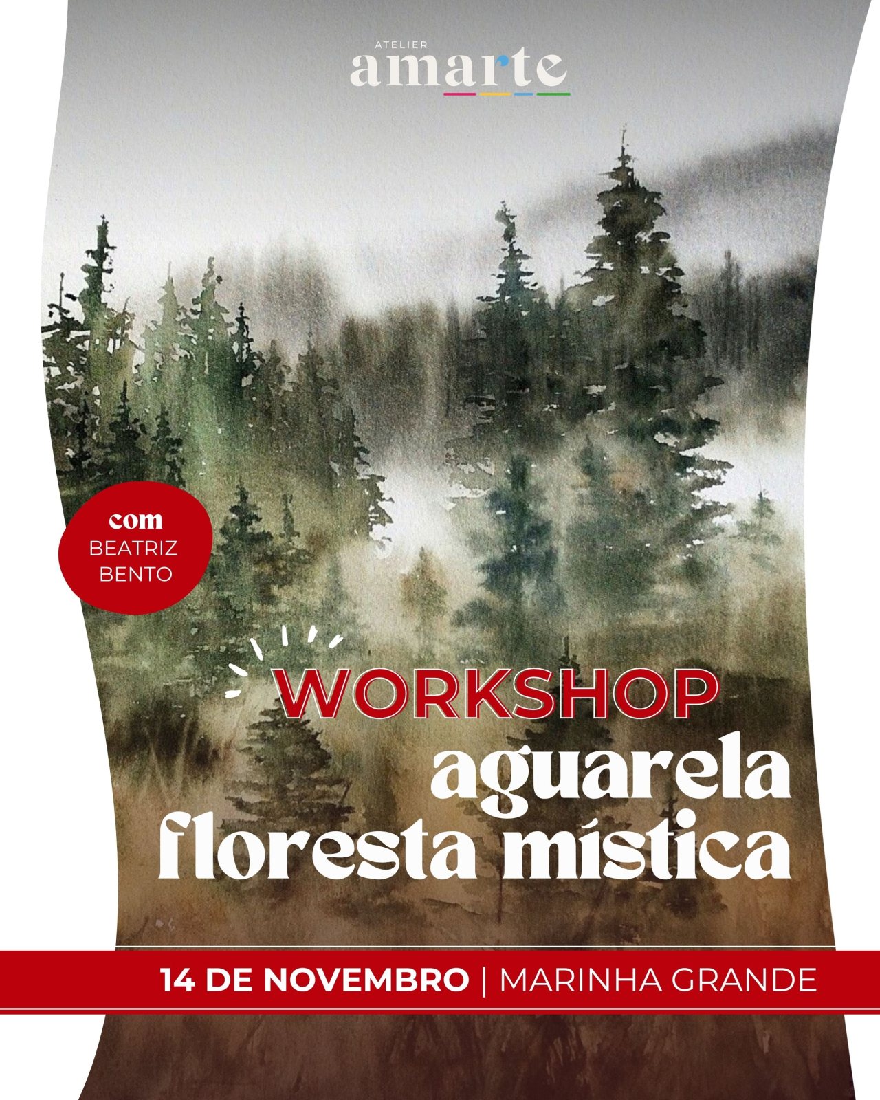 Workshop floresta mística em aguarela — cartaz